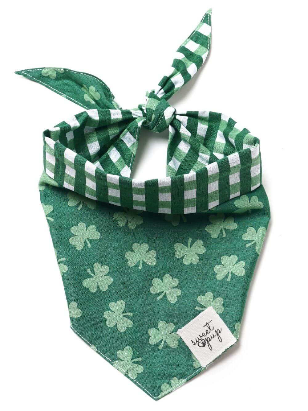 Dog Bandana - Shamrock Green Plaid Reversible - Sydney So Sweet