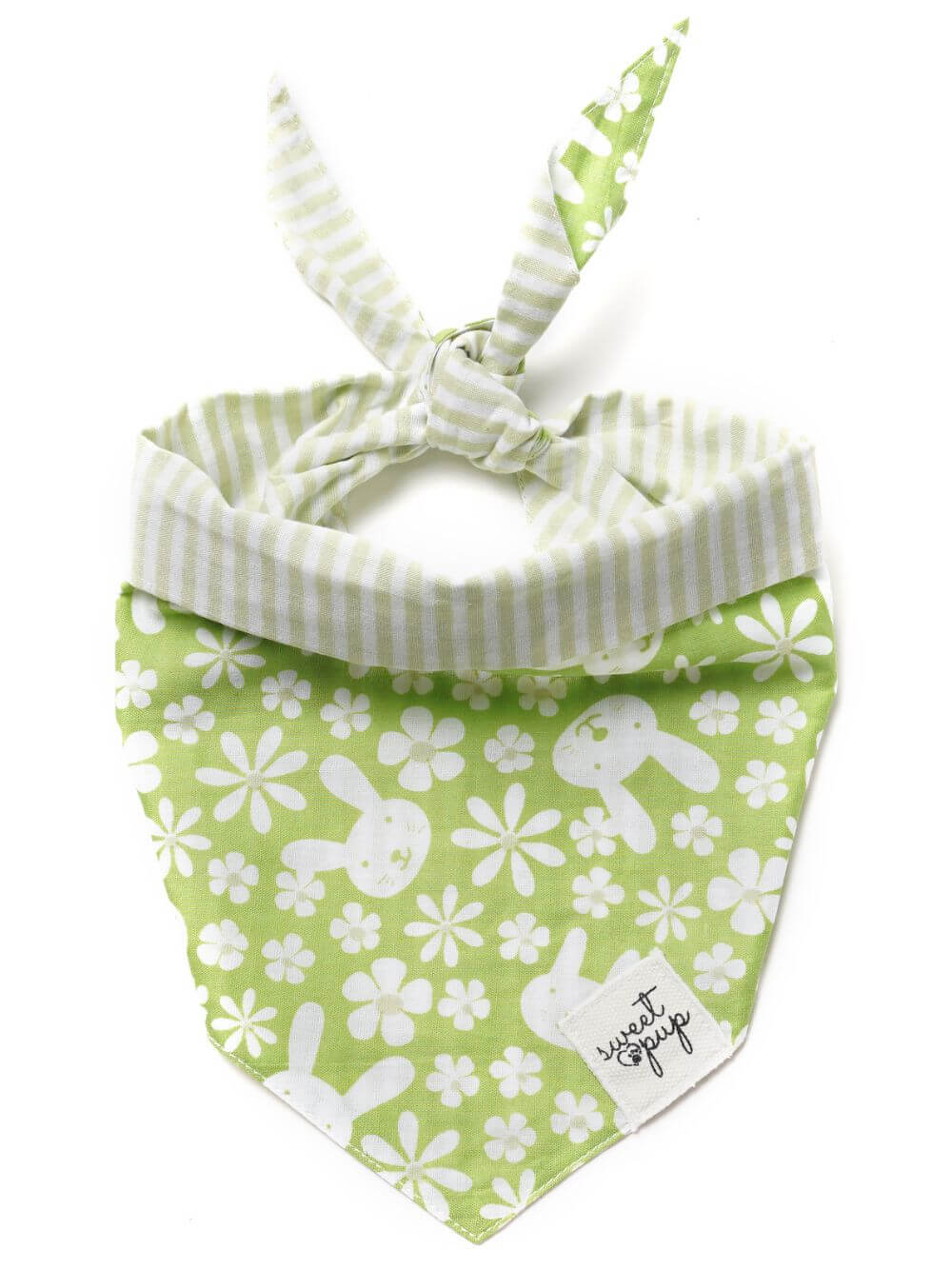 Dog Bandana - Skippy Spring Rabbit & Stripe Reversible - Sydney So Sweet