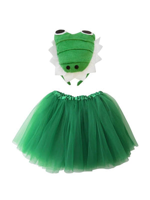 Girls Alligator Costume - Complete Kids Costume Set with Green Tutu Skirt & Headband - Sydney So Sweet