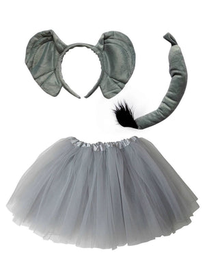 Girls Gray Elephant Costume - Complete Kids Costume Set with Tutu, Tail, & Ears - Sydney So Sweet