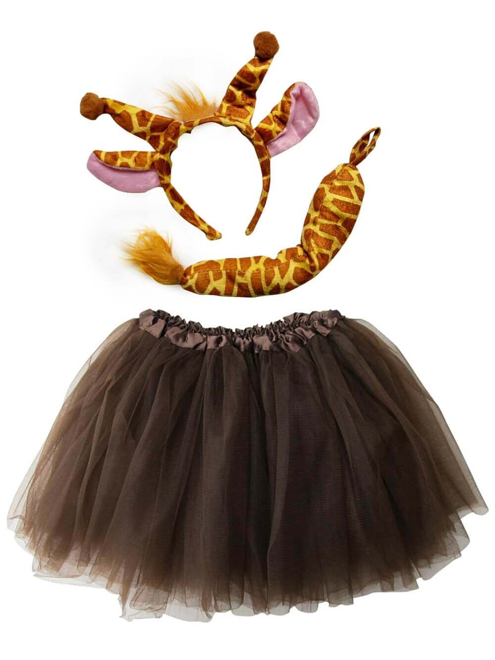 Adult Giraffe Costume - Brown Tutu Skirt, Tail, &amp; Headband Set for Adult or Plus Size - Sydney So Sweet