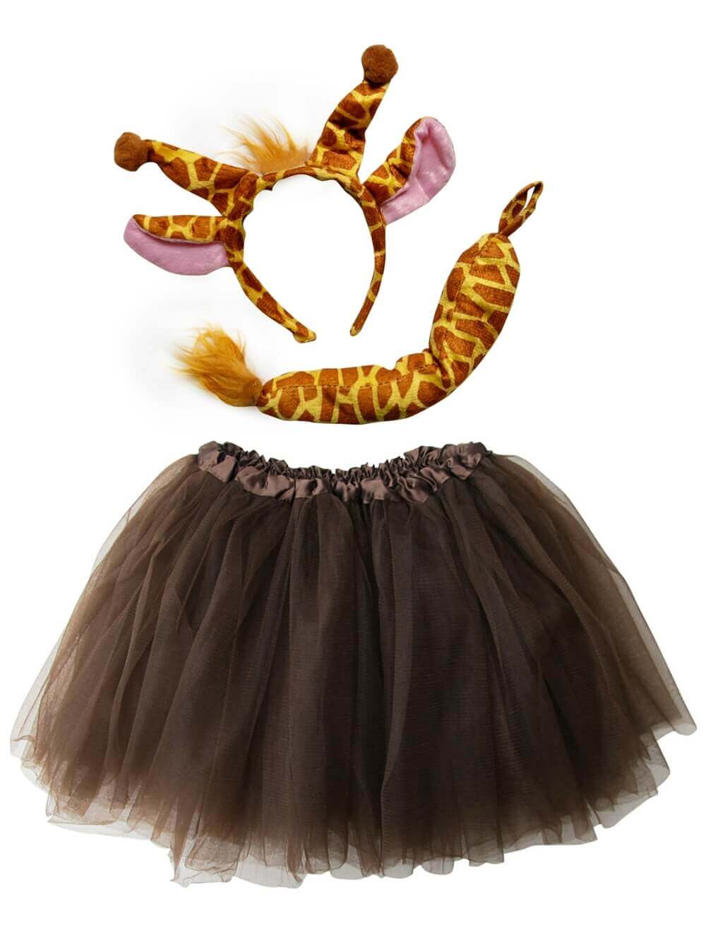 Adult Giraffe Costume - Brown Tutu Skirt, Tail, & Headband Set for Adult or Plus Size - Sydney So Sweet