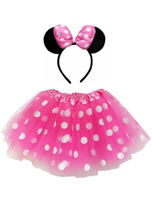 Minnie Mouse Costume - Girls Hot Pink Polka Dot Mouse Tutu Kids Costume Set - Sydney So Sweet