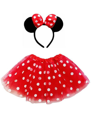 Girls Polka Dot Mouse Red Tutu Skirt Costume, Ships Fast