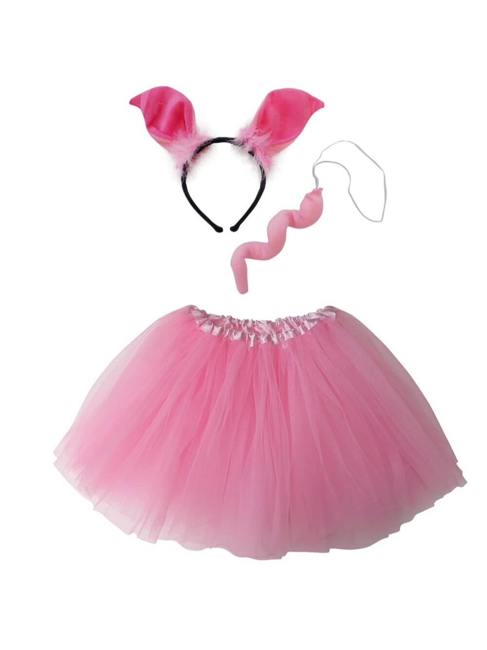 Adult Pig Costume - Pink Tutu Skirt, Tail, & Headband Set for Adult or Plus Size - Sydney So Sweet