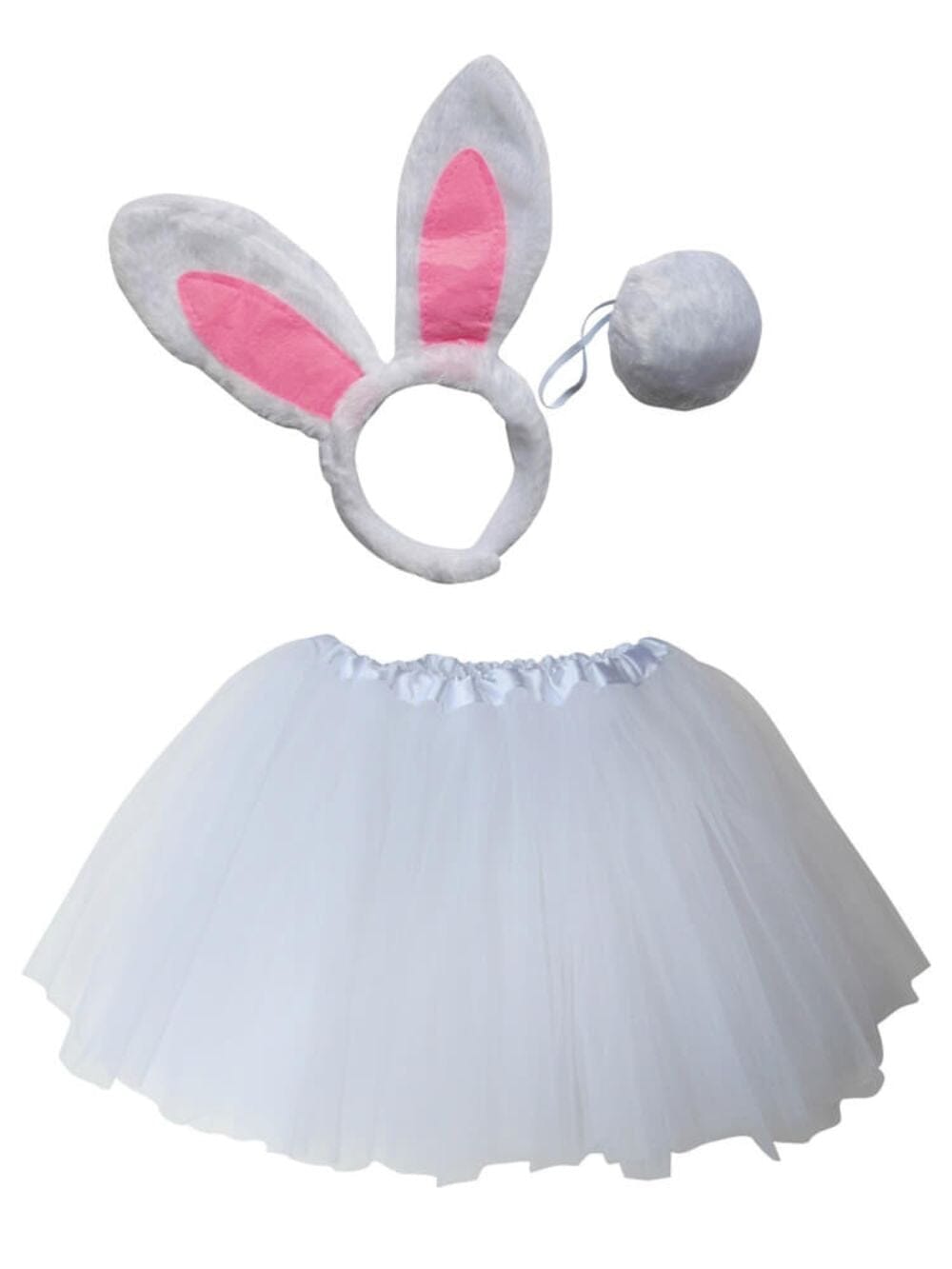 Adult White Rabbit Costume - Tutu Skirt, Tail, & Headband Set for Adult or Plus Size - Sydney So Sweet