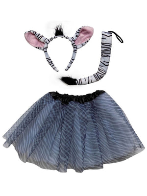 Girls Zebra Costume - Complete Kids Costume Set with Animal Print Tutu, Tail, & Ears - Sydney So Sweet