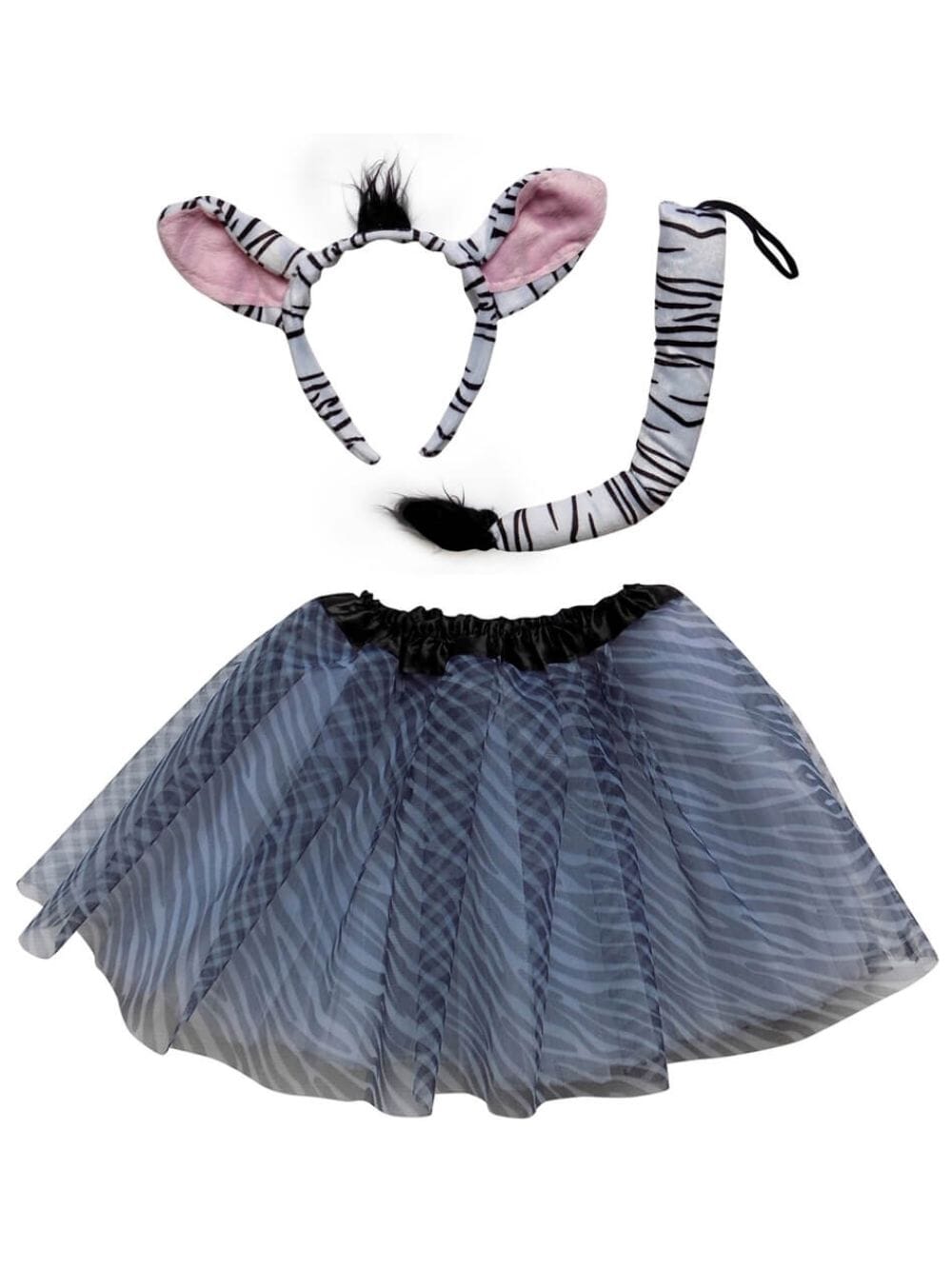 Adult Zebra Costume - Animal Print Tutu Skirt, Tail, & Headband Set for Adult or Plus Size - Sydney So Sweet