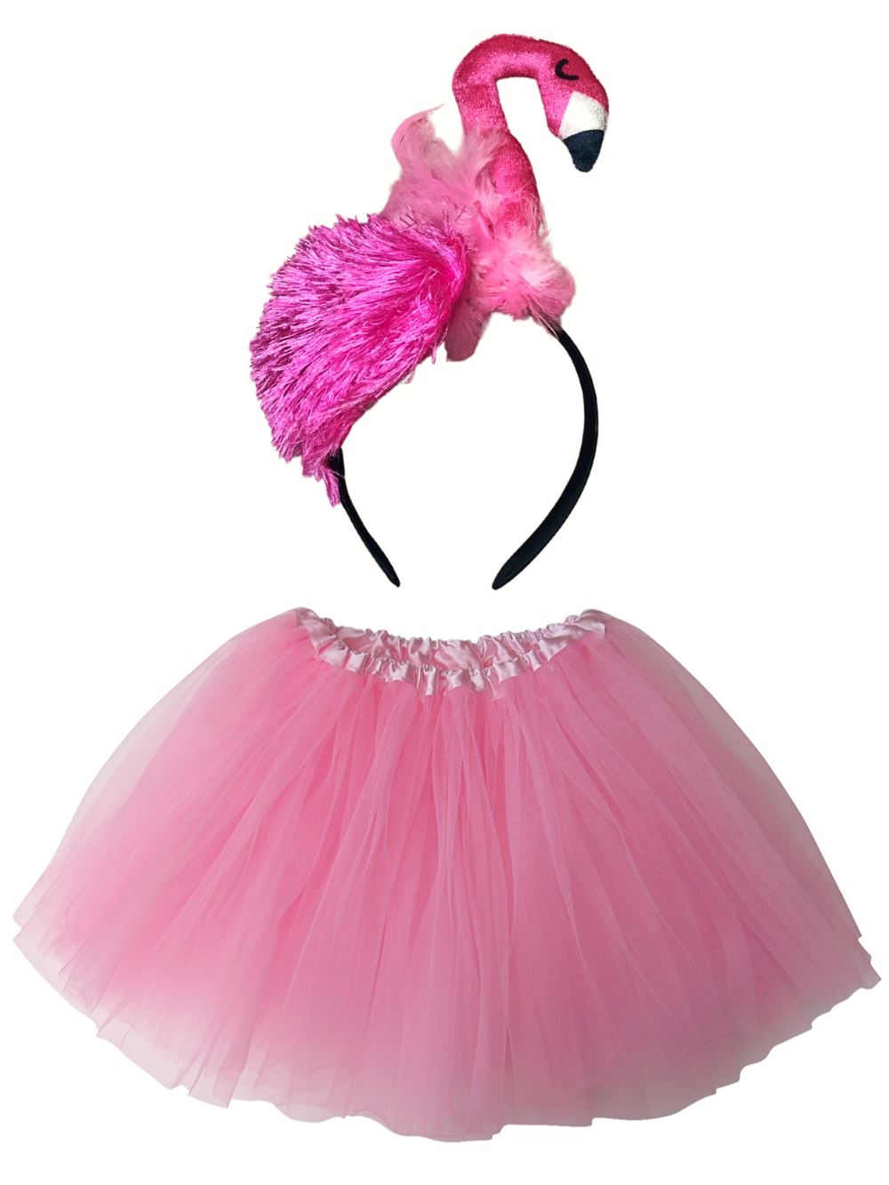 Adult Pink Flamingo Costume - Tutu Skirt & Headband Set for Adult or Plus  Size