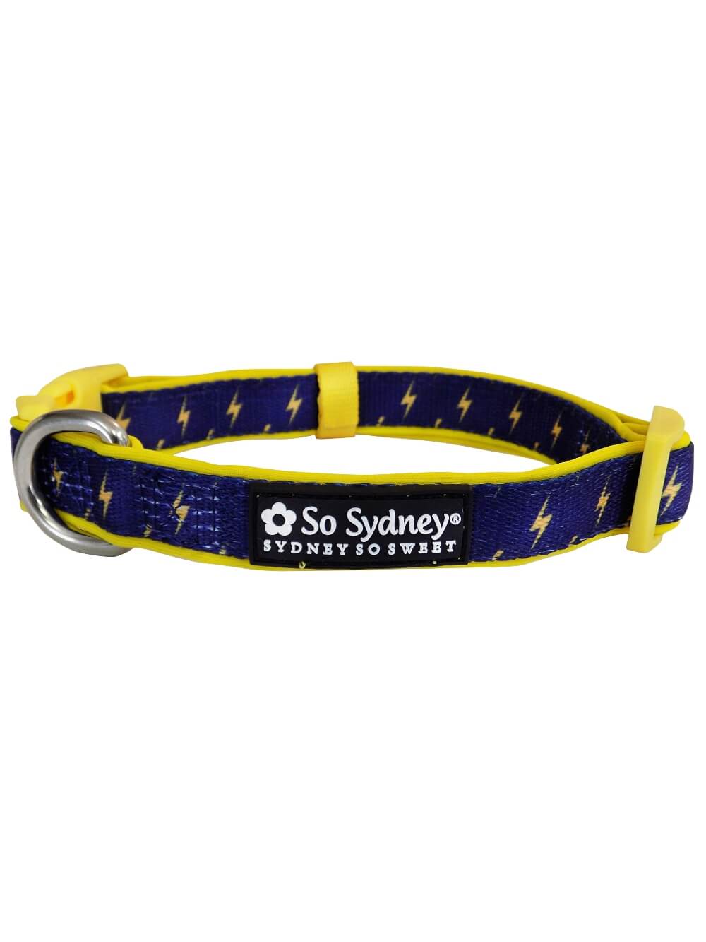 Flash Lightning Navy Blue & Yellow Fashion Dog Collar - Sydney So Sweet