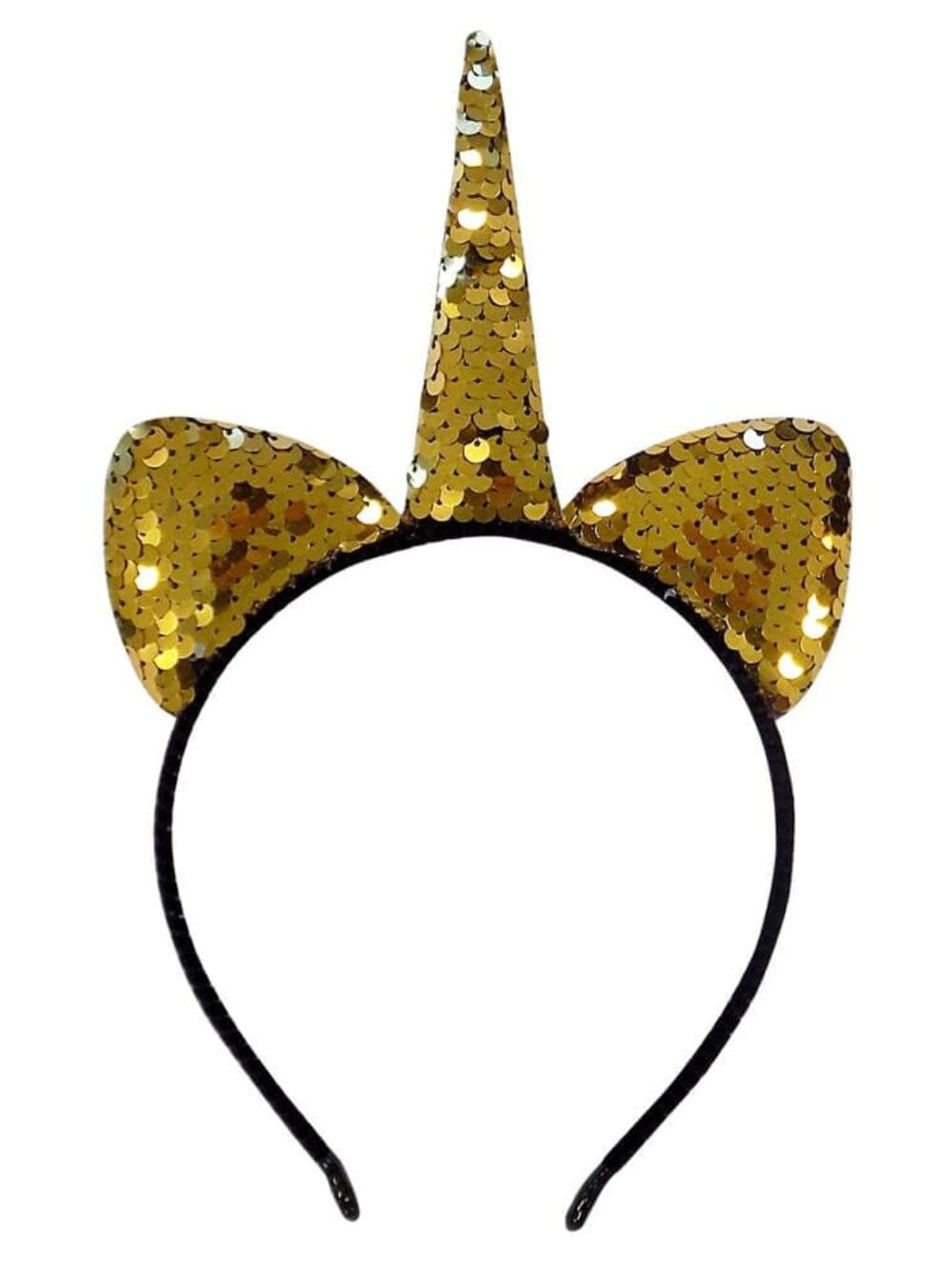 Flip Sequin Gold Unicorn Girls Headband Ears, Kid or Adult Size Costume Accessories - Sydney So Sweet