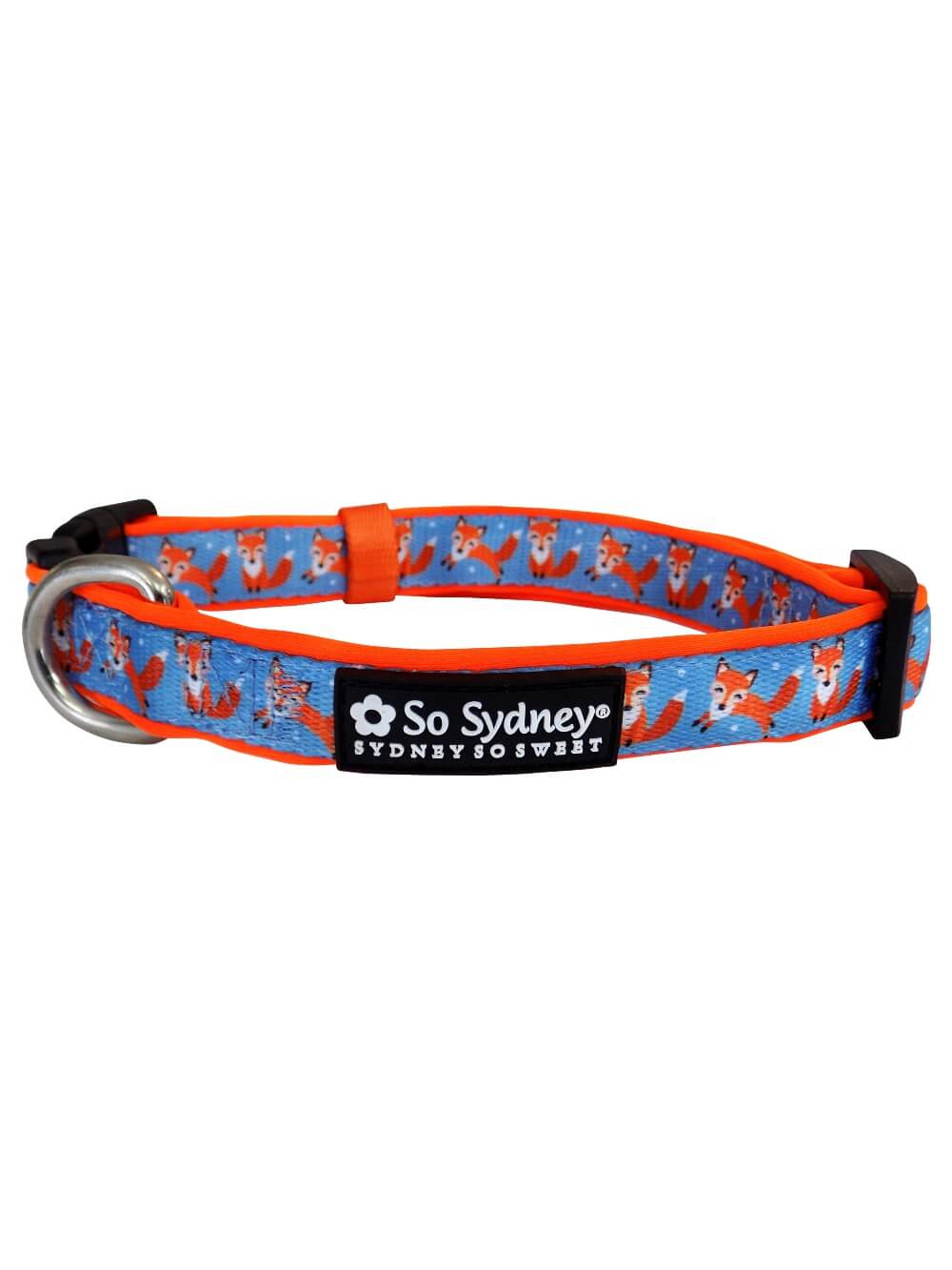 Fox Hunt Blue & Orange Adjustable Fashion Unique Dog Collar - Sydney So Sweet