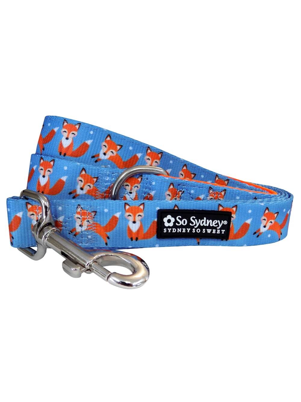 Fox Hunt Blue &amp; Orange Cute, Bright, &amp; Fun 5&#39; Dog Leash - Sydney So Sweet