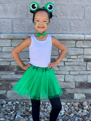Girls Green Frog Costume - Complete Kids Costume Set with Green Tutu Skirt, Bow Tie, & Headband - Sydney So Sweet