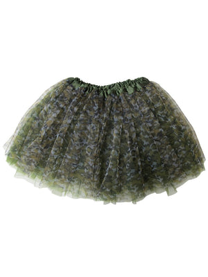 Green Camo Camouflage Tutu Skirt - Kids Size 3-Layer Tulle Basic Ballet Dance Costume Tutus for Girls - Sydney So Sweet