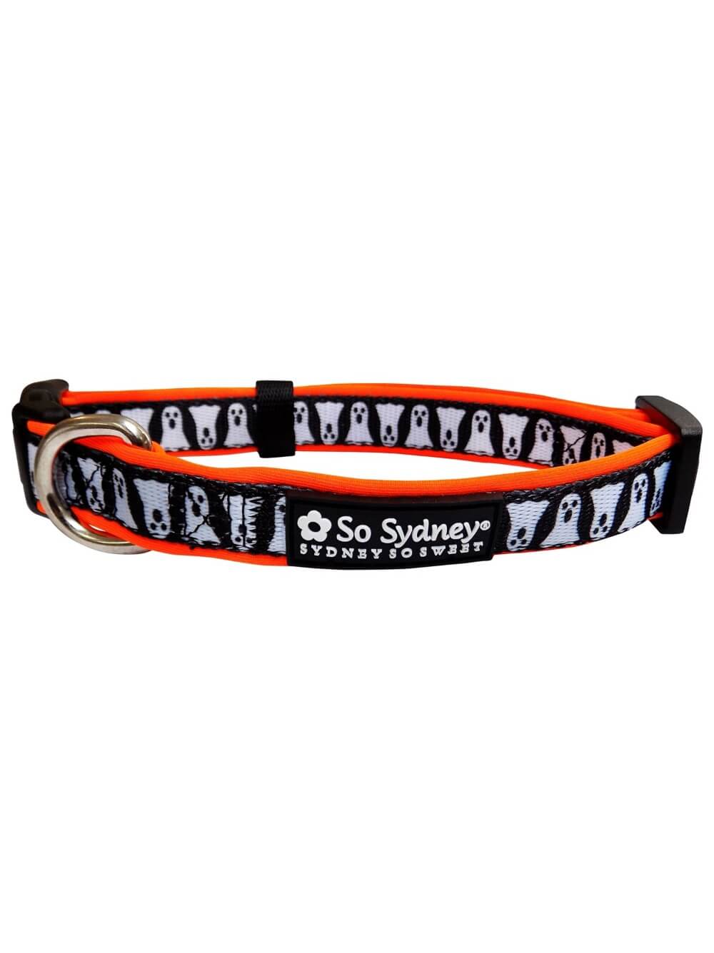 Spooky Ghost Halloween Comfy, Adjustable Holiday Dog Collar - Sydney So Sweet