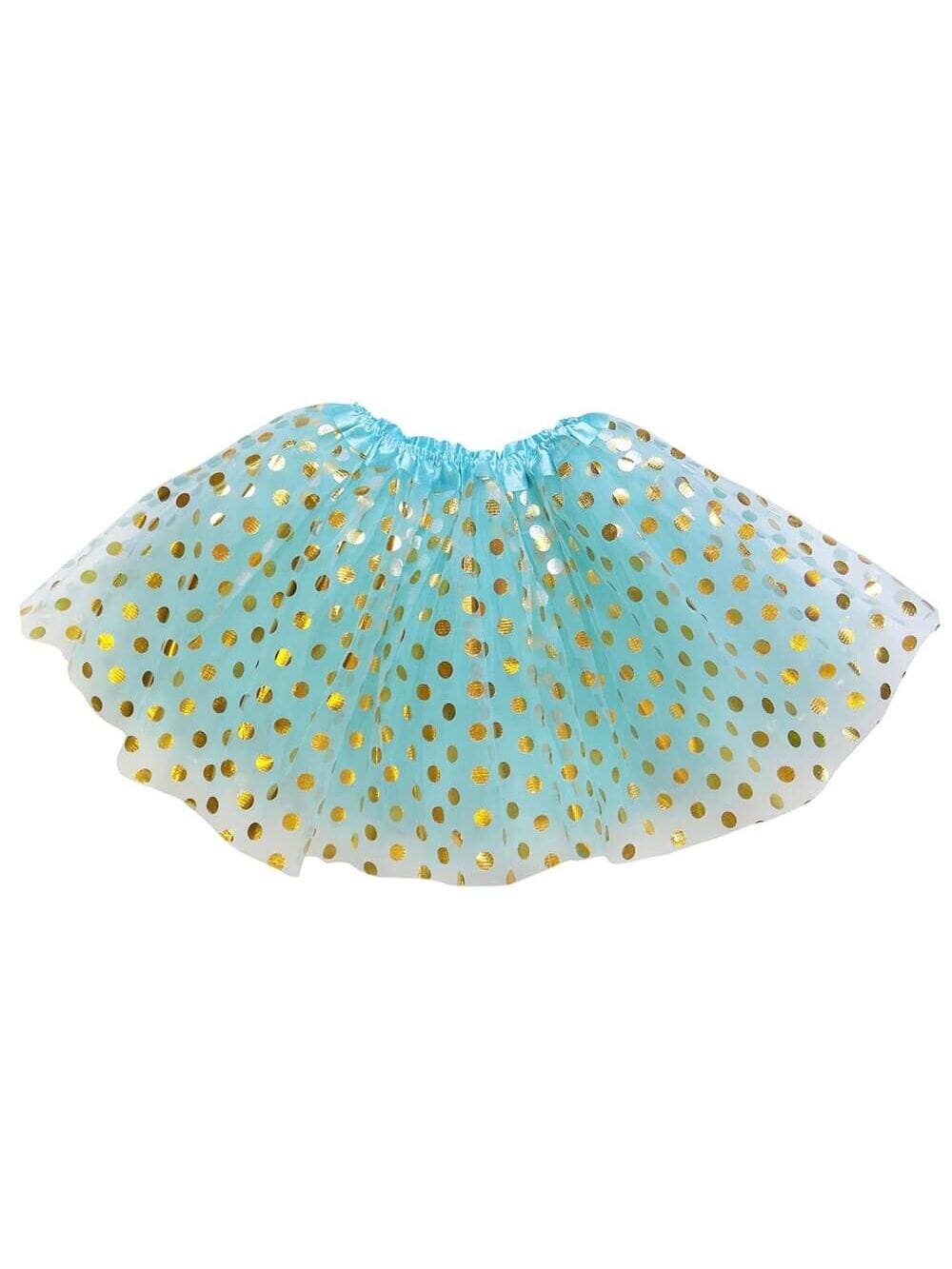 Aqua & Gold Polka Dot Tutu Skirt – Costume Tulle Skirt for Girls, Women & Plus Sizes - Sydney So Sweet