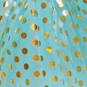 Aqua and Gold Polka Dot Tutu Skirt Costume for Girls, Women, Plus - Sydney So Sweet
