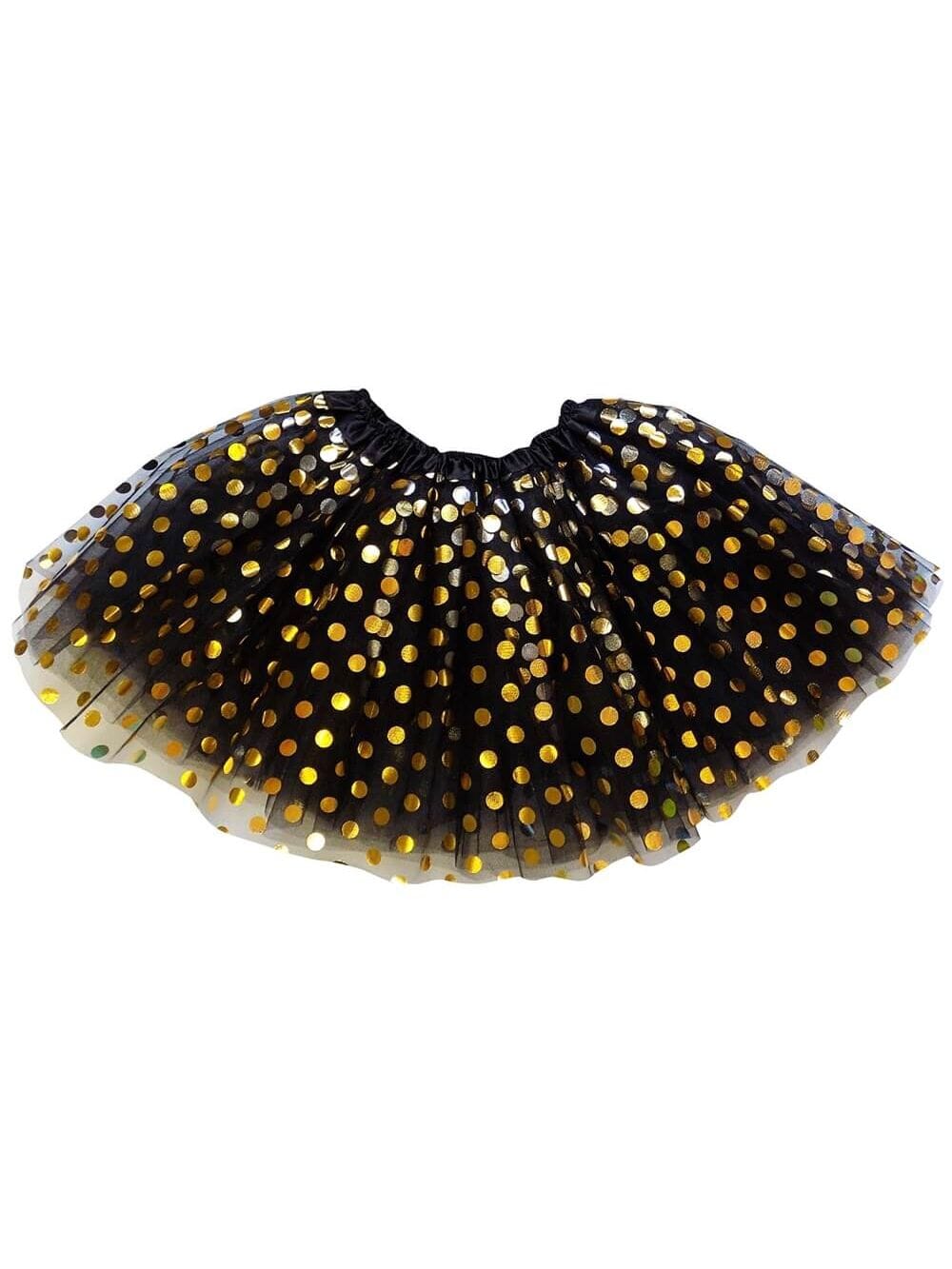 Black & Gold Polka Dot Tutu Skirt – Costume Tulle Skirt for Girls, Women & Plus Sizes - Sydney So Sweet