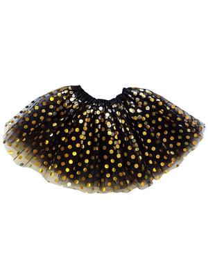Black and Gold Polka Dot Tutu Skirt Costume for Girls, Women, Plus - Sydney So Sweet