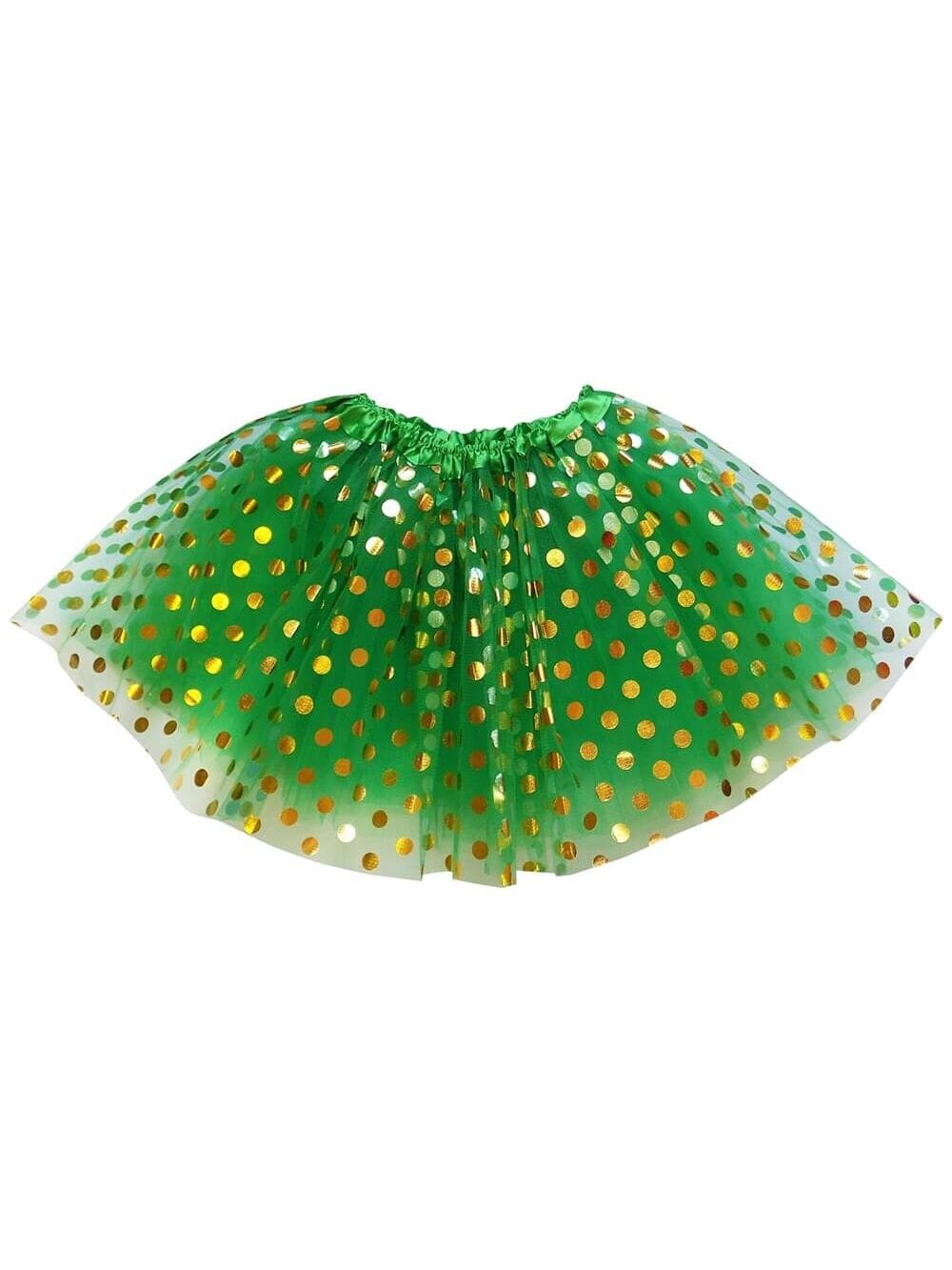 Green and Gold Polka Dot Tutu Skirt Costume for Girls, Women, Plus - Sydney So Sweet