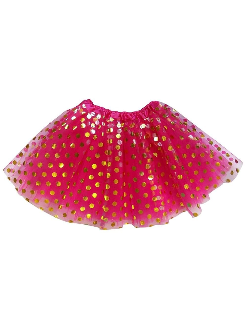 Hot Pink and Gold Polka Dot Tutu Skirt Costume for Girls, Women, Plus - Sydney So Sweet