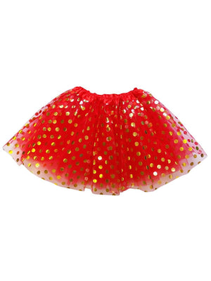 Red and Gold Polka Dot Tutu Skirt Costume for Girls, Women, Plus - Sydney So Sweet