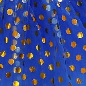 Royal Blue and Gold Polka Dot Tutu Skirt Costume for Girls, Women, Plus - Sydney So Sweet