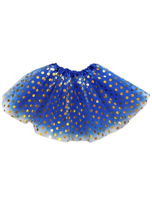 Royal Blue and Gold Polka Dot Tutu Skirt Costume for Girls, Women, Plus - Sydney So Sweet
