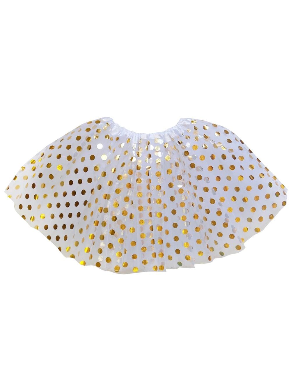 White and Gold Polka Dot Tutu Skirt Costume for Girls, Women, Plus - Sydney So Sweet