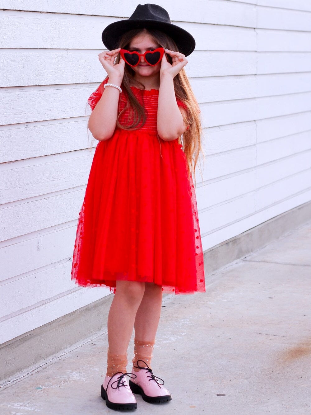 Red Heart Tulle Chiffon Special Occasion Girls Tutu Dress - Sydney So Sweet