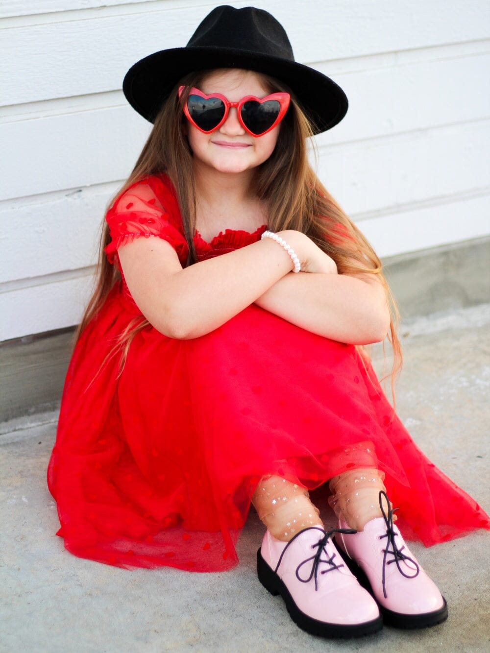 Red Heart Tulle Chiffon Special Occasion Girls Tutu Dress - Sydney So Sweet