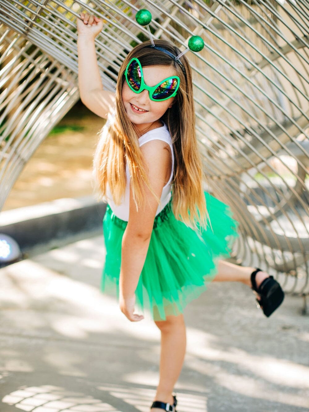 Alien Costume Green - Complete Kids Costume Set with Tutu, Headband, &amp; Sunglasses - Sydney So Sweet