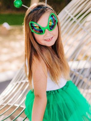 Alien Costume Green - Complete Kids Costume Set with Tutu, Headband, & Sunglasses - Sydney So Sweet