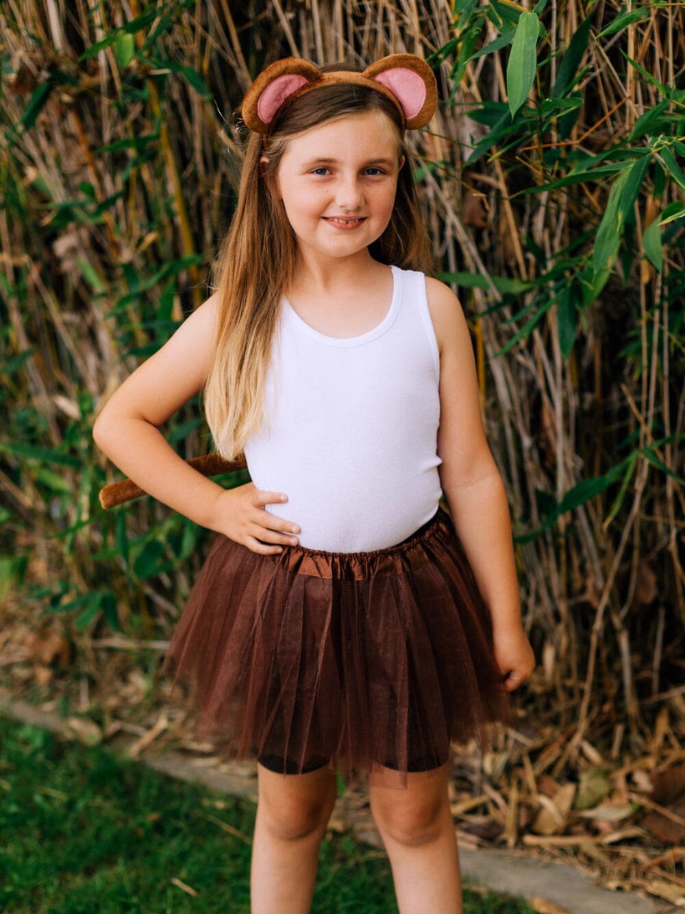 Monkey Tutu Costume with Tail Ears for Girls, Ships Fast