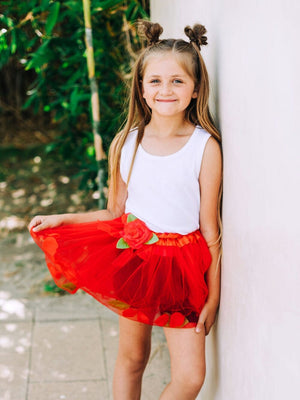 Red Posh Petal Girls Tutu Skirt - Kids Size 3-Layer Tulle Basic Ballet Dance Costume Tutus - Sydney So Sweet