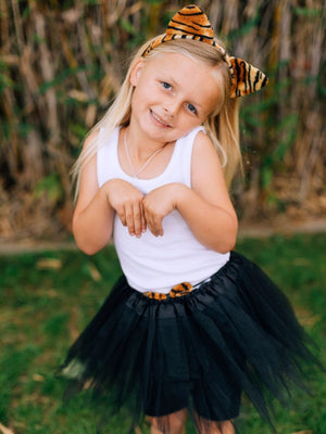 Tiger Costume - Complete Kids Costume Set with Black Tutu, Tail, & Ears - Sydney So Sweet