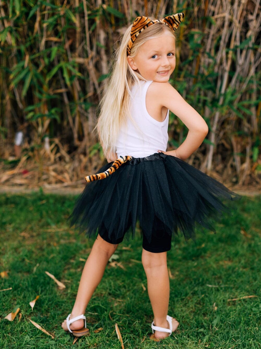 Tiger Costume - Complete Kids Costume Set with Black Tutu, Tail, & Ears - Sydney So Sweet