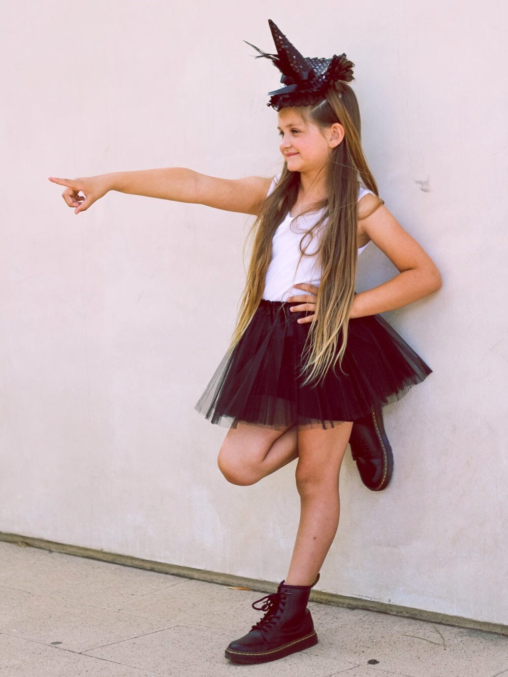 Girls Fancy Black Witch Costume - Complete Kids Costume Set with Tutu and Hat Headband - Sydney So Sweet