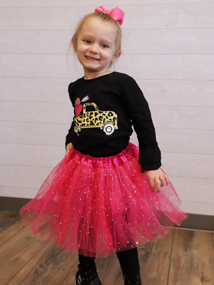 Hot Pink Sequin Heart Tutu Skirt Costume for Toddler, Girls, Women, Plus - Sydney So Sweet