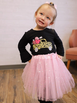 Sparkle in Pink Sequin Heart Tutu Skirt Costume for Toddler, Girls, Women, Plus - Sydney So Sweet