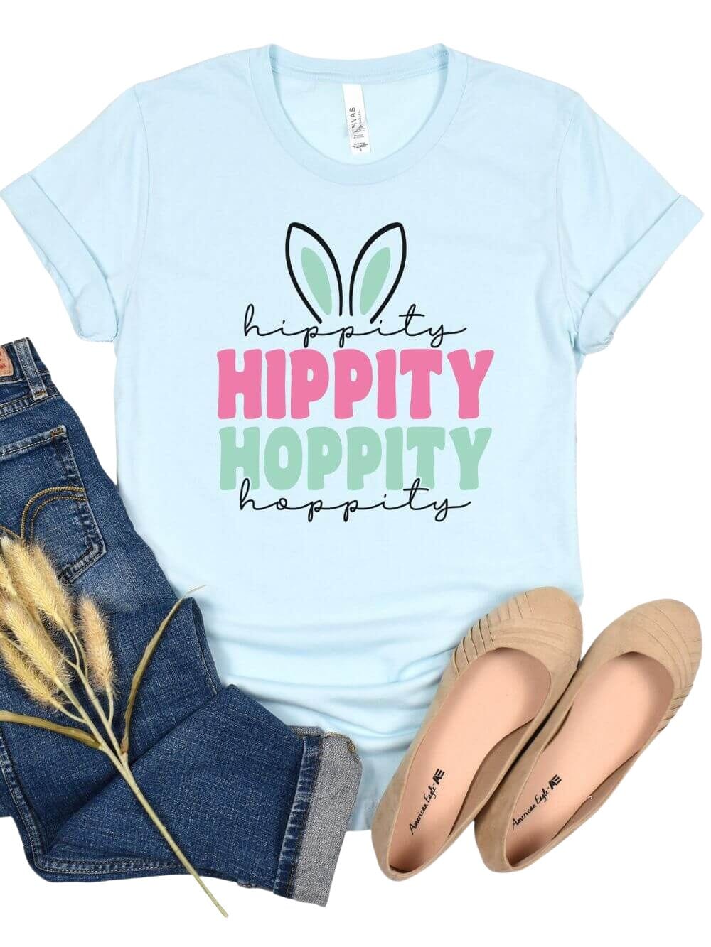 Hippity Hoppity Bunny Adult Short Sleeve T-Shirt for Spring &amp; Easter - Sydney So Sweet