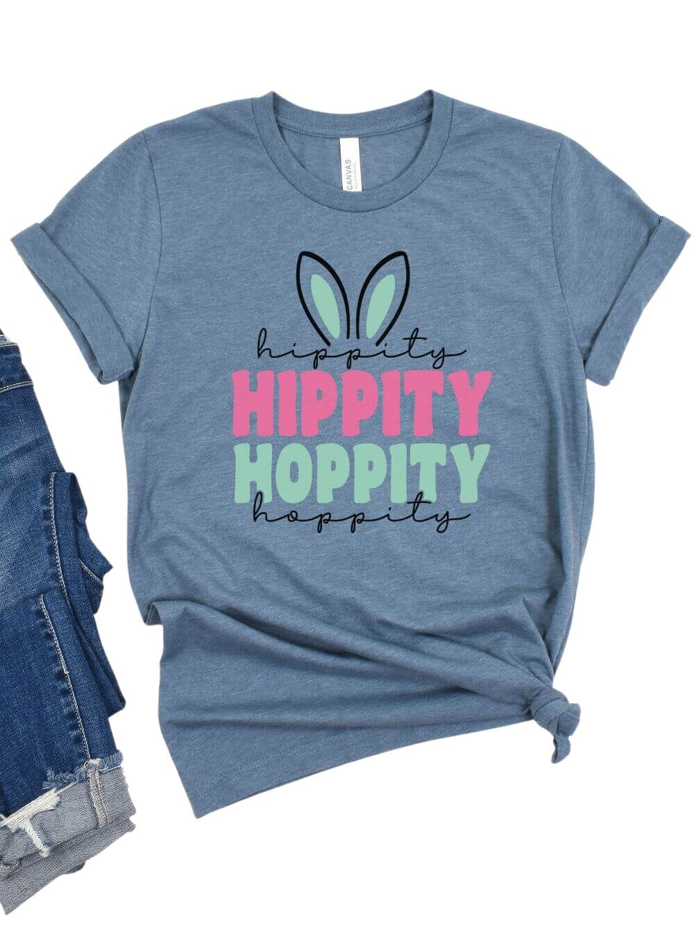 Hippity Hoppity Bunny Adult Short Sleeve T-Shirt for Spring & Easter - Sydney So Sweet