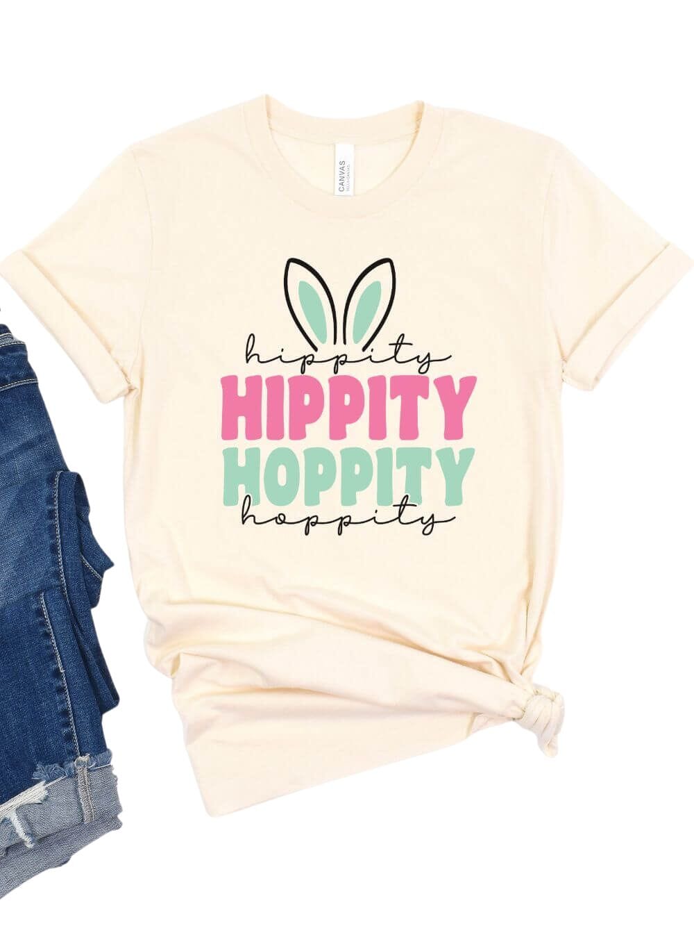 Hippity Hoppity Bunny Adult Short Sleeve T-Shirt for Spring & Easter - Sydney So Sweet