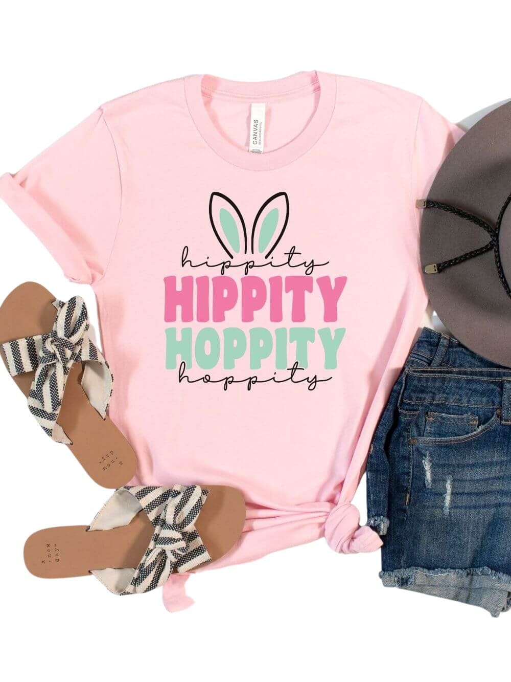 Hippity Hoppity Bunny Adult Short Sleeve T-Shirt for Spring & Easter - Sydney So Sweet