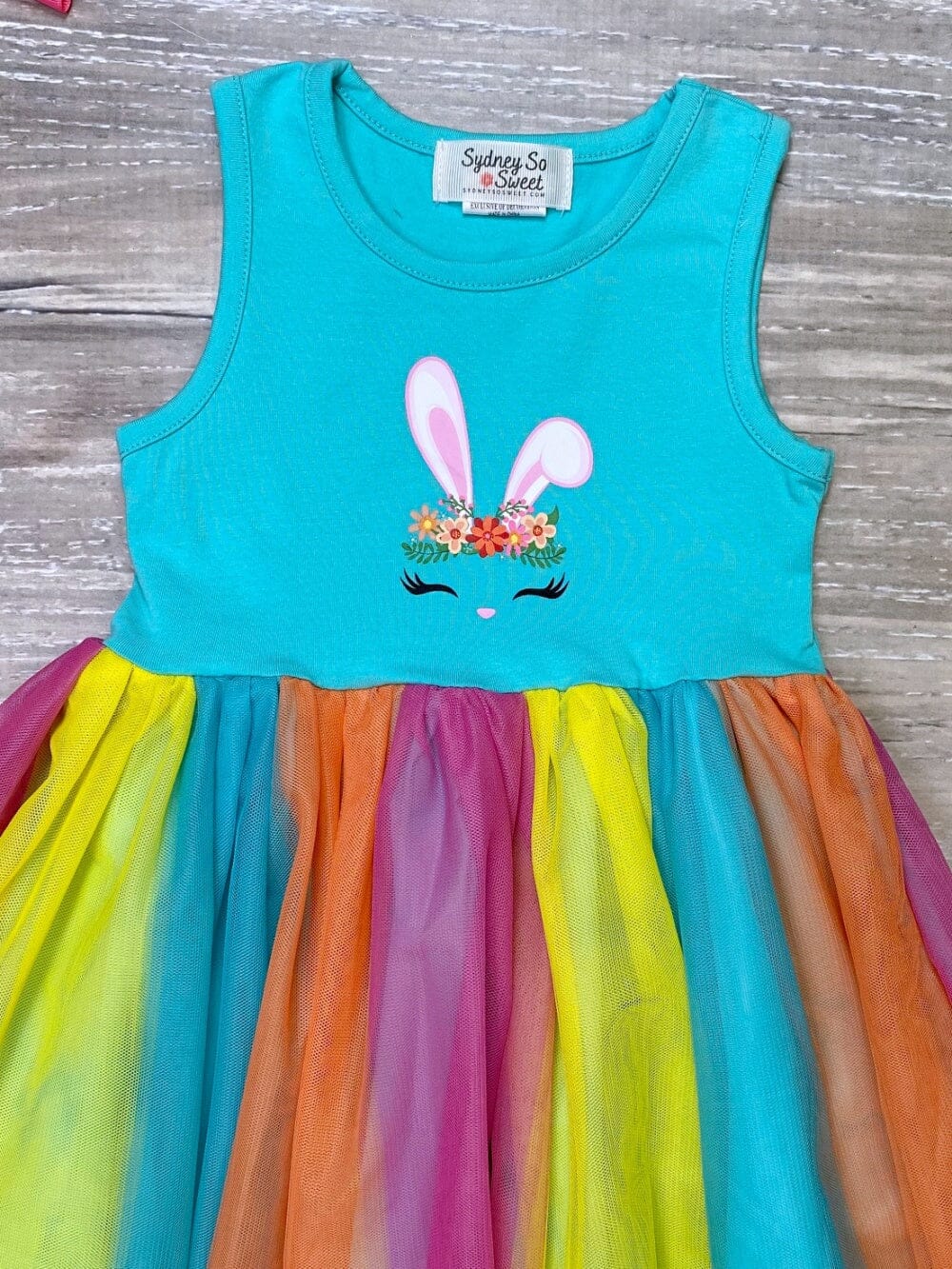 Honey Bunny Blue Rainbow Tulle Chiffon Girls Easter Tutu Dress - Sydney So Sweet