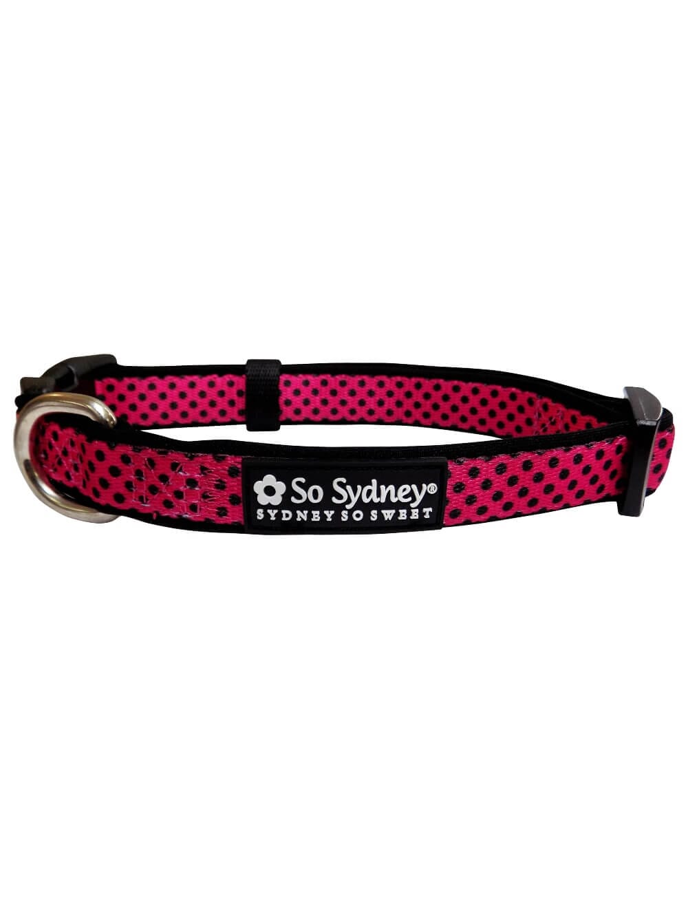 Hot Pink & Black Polka Dots Dog Collar – Adjustable, Stylish, Durable, Cute Pet Collar for Small, Medium, Large Dogs - Sydney So Sweet