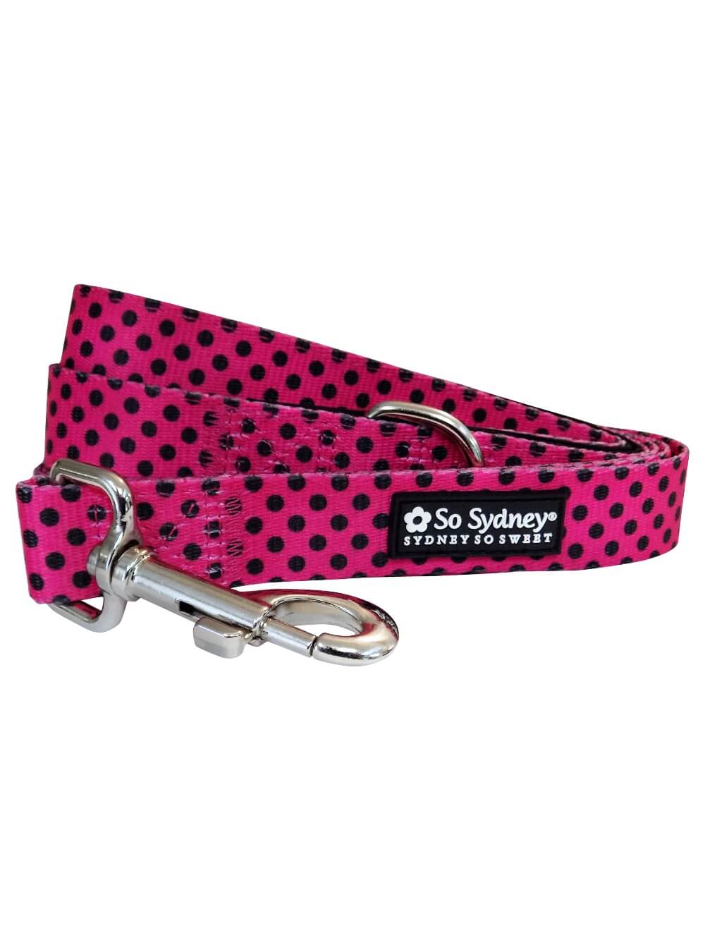 Black &amp; Hot Pink Polka Dots Designer Dog Leash - Sydney So Sweet