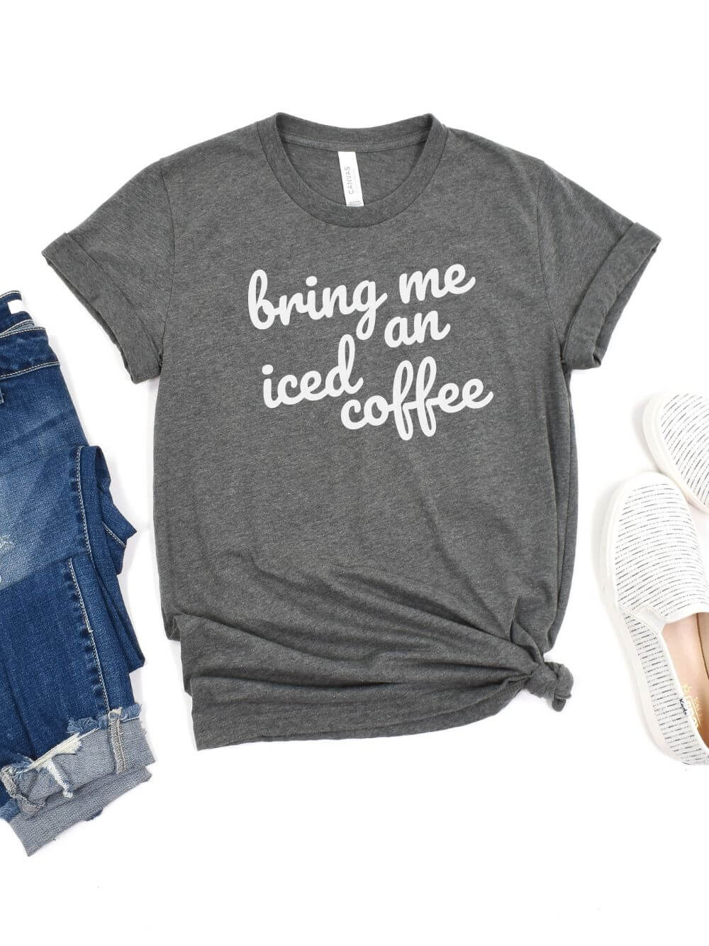 Bring Me an Iced Coffee Mom T-Shirt Bella + Canvas Unisex Jersey Short Sleeve Tee - 7 Colors - Sydney So Sweet