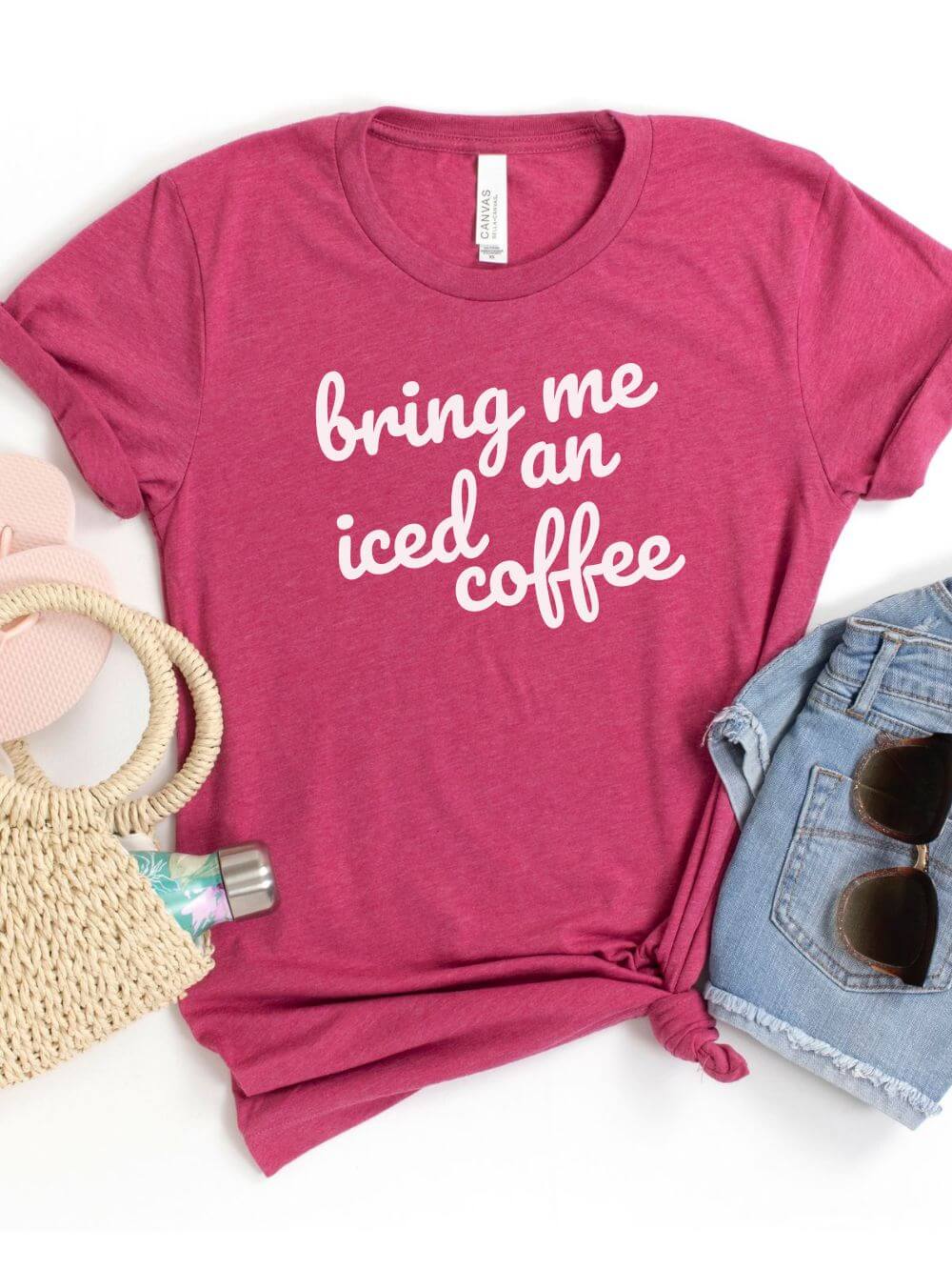 Bring Me an Iced Coffee Mom T-Shirt Short Sleeve Tee